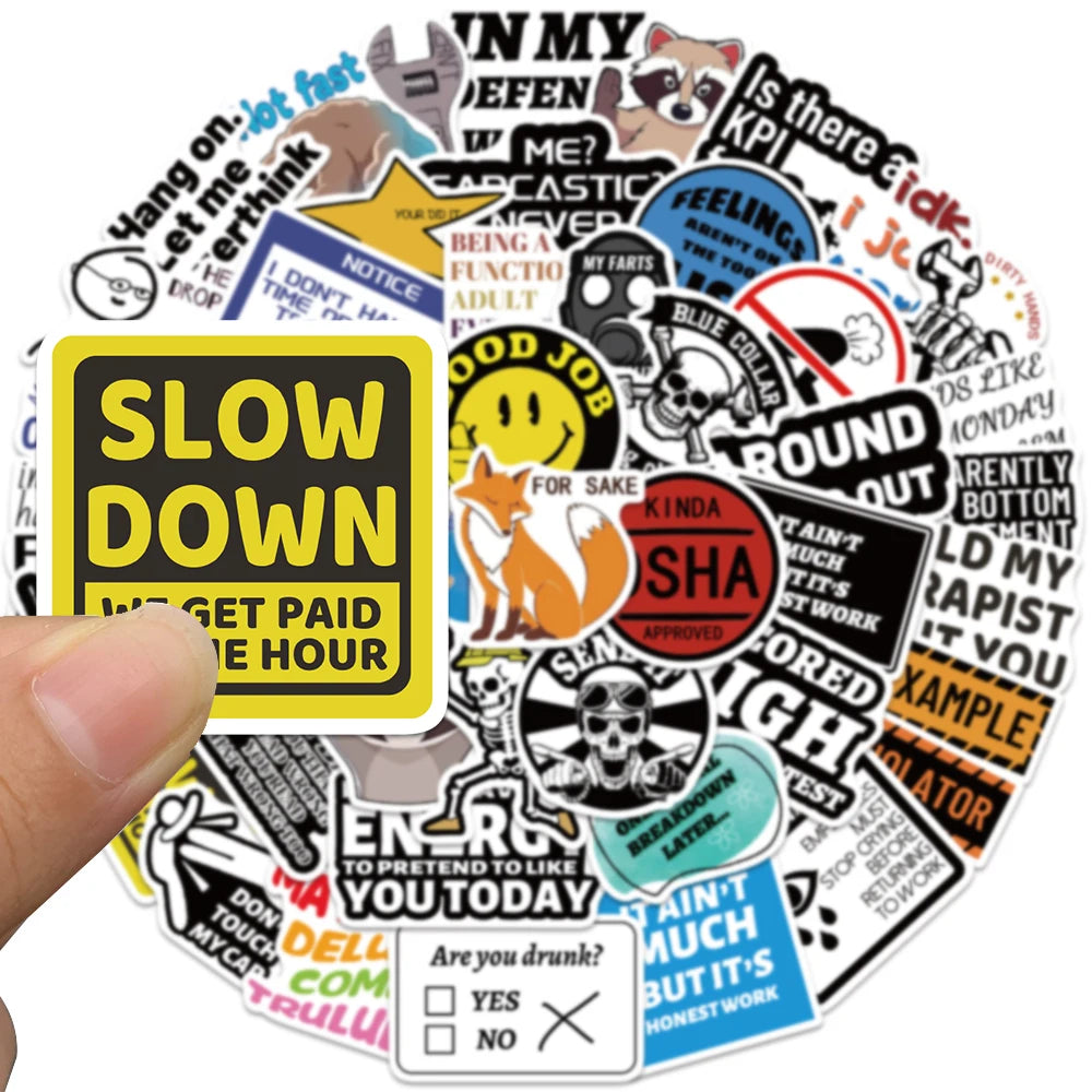 50pcs Creative Wacky Art Sticker Funny Cartoon Decal For Phone Laptop Luggage Motorcycle Car Helmet Decal Sticker Student Reward