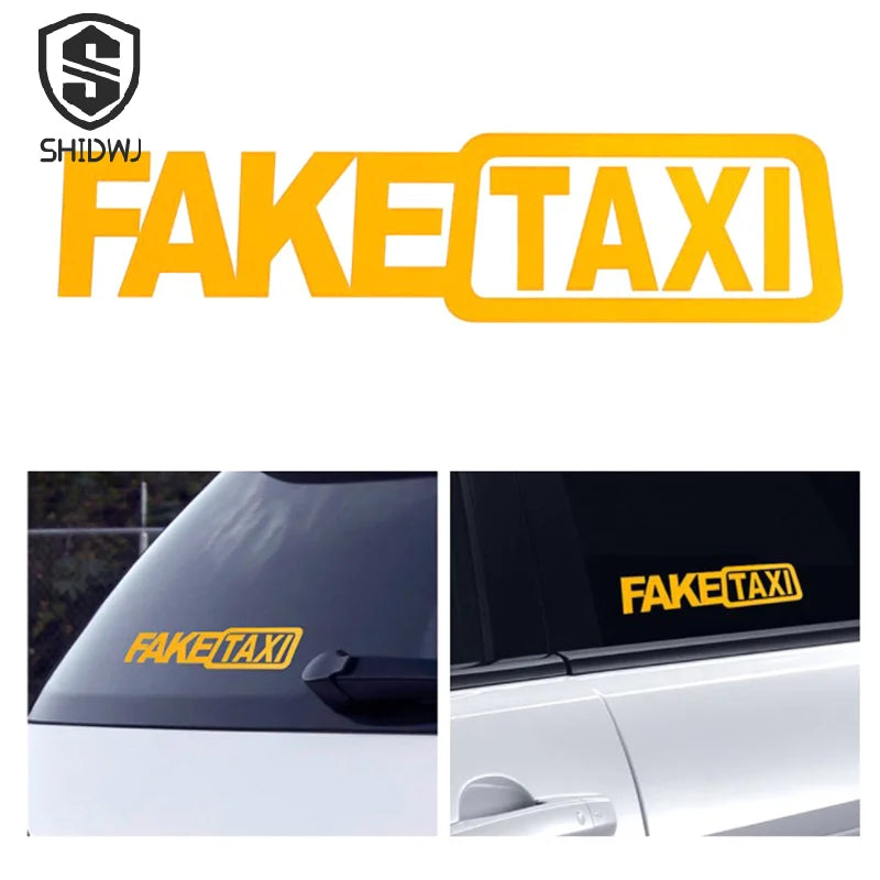 Universal FAKE TAXI Car Sticker Decal Emblem Self Adhesive Vinyl Car Decal Funny Auto Stickers Car Interior Accessories