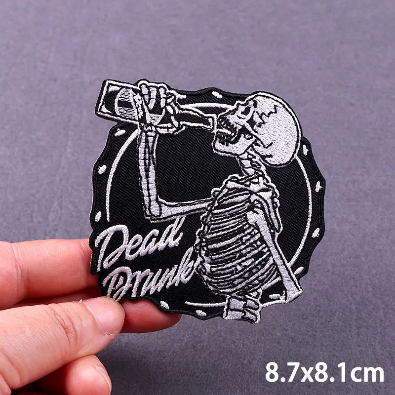 The Death Embroidery Iron On Patches For Clothing DIY Applique Patches On Clothes Skull Badges on backpack Jakcet
