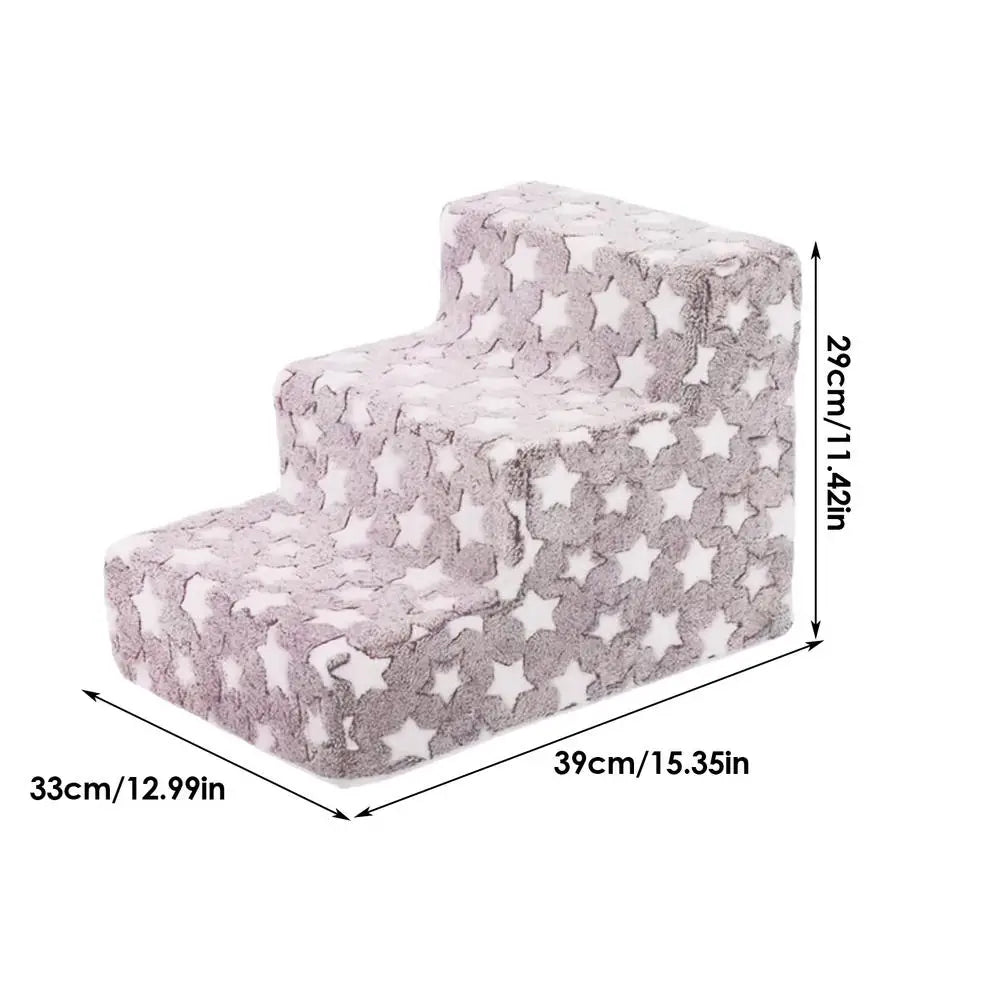 Dog Steps for Bed 3 Steps Non-Slip Cat Stairs Ramp for Couch Non-Slip Removable Cat Ladder Balanced Climbing Pet Ramp for Sofa