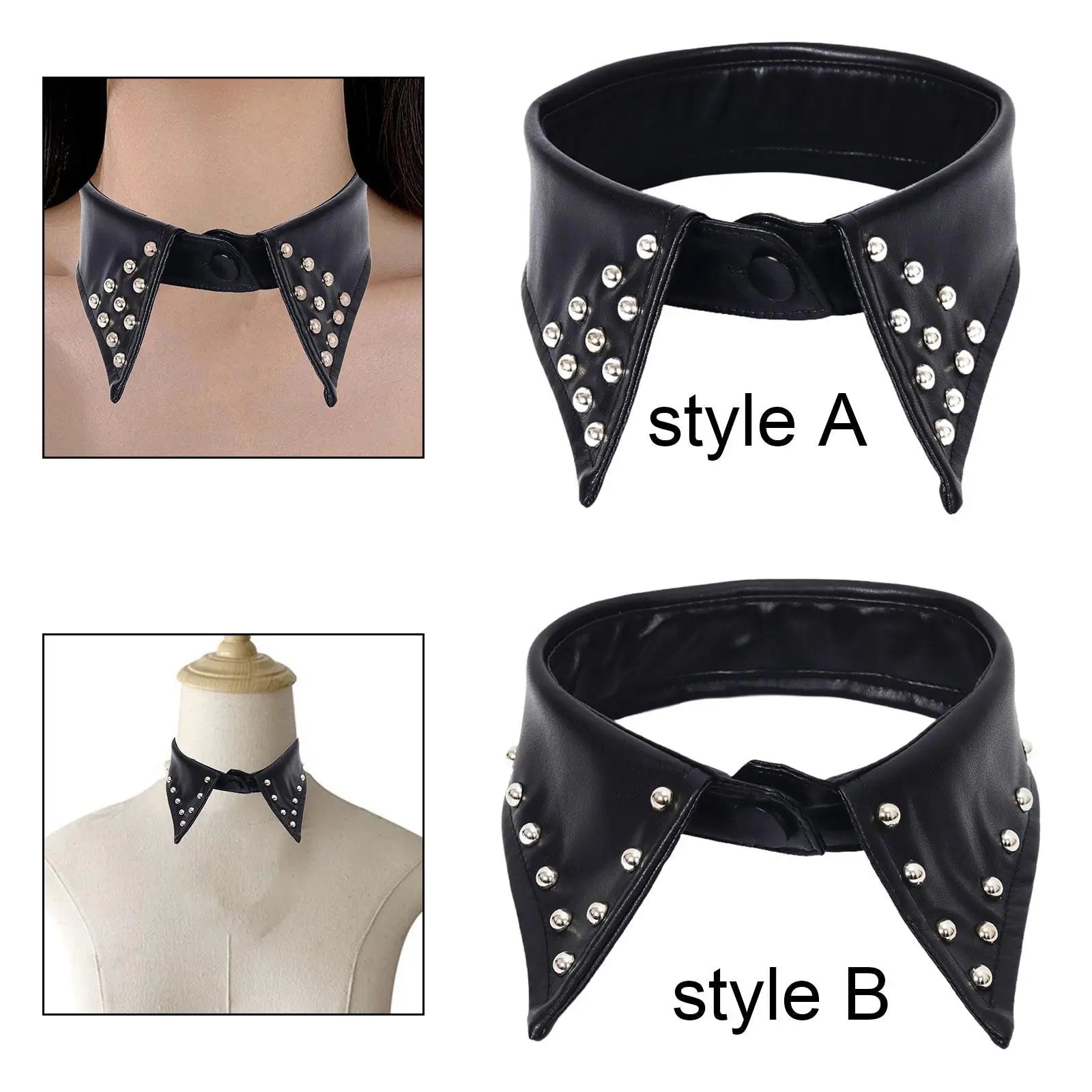 Fake Collar Elegant Fashion Decorative PU Leather Detachable Shawl Lapel Neckwear Choker for Clothing Blouse Apparel Shirt Gift
