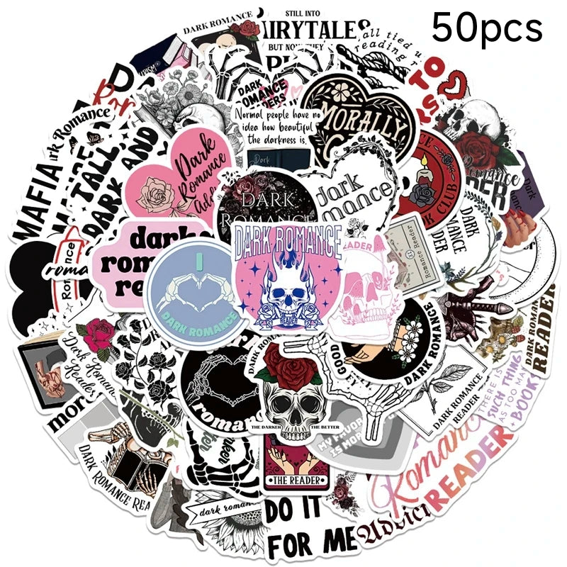 50PCS Cartoon Skull Home Decorative Graffiti Stickers Dark Romance Laptop Guitar Suitcase Mobile Phone Sticker Pack Kidss