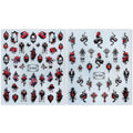 2pcs Black Red Gothic Halloween Nail Stickers 3D Skull Rose Snake Cross Nail Decals for Festival Nail Decor Self-Adhesive Slider
