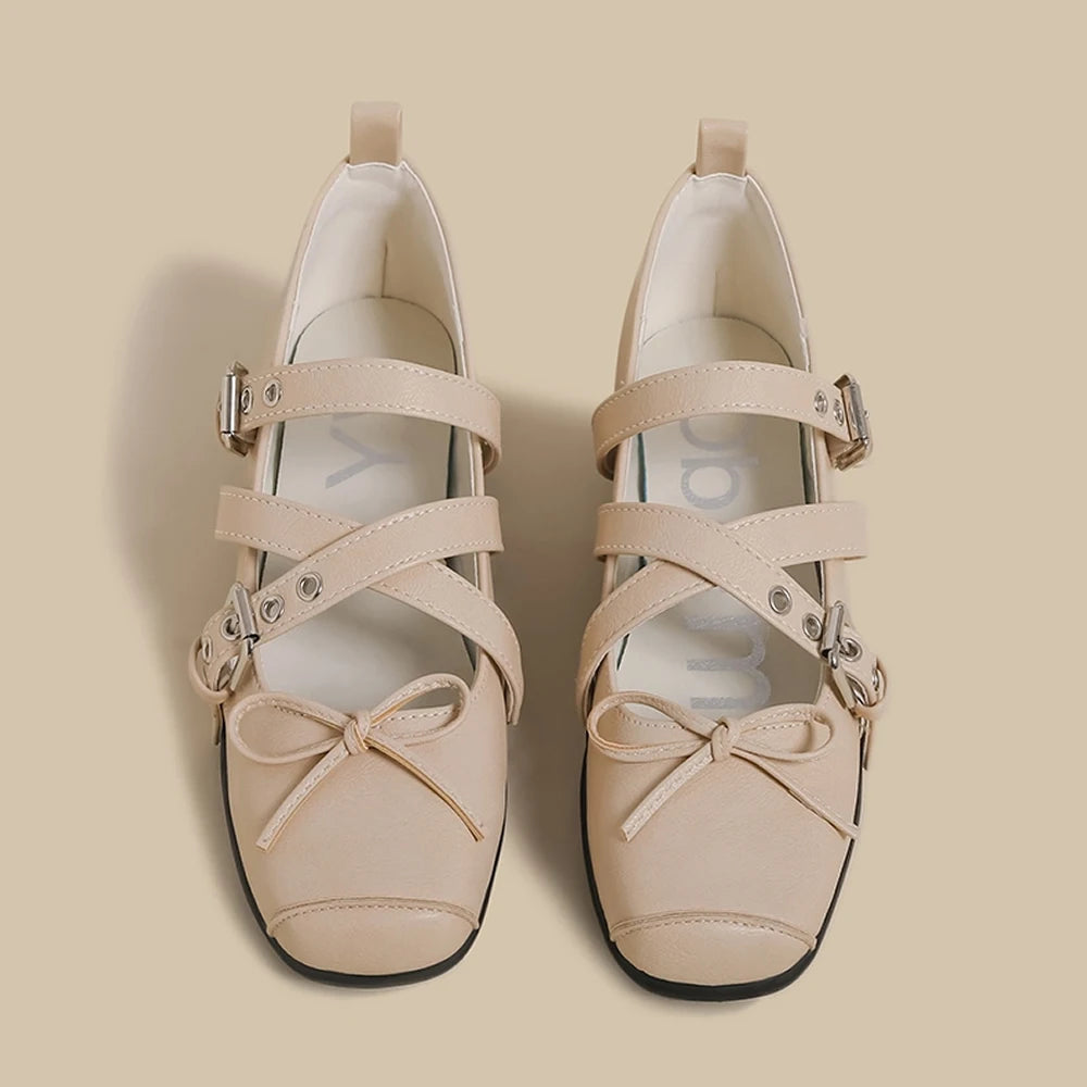 Women's Shoes New Spring Square Toe One-line Buckle Buckle Decoration Shoes Women Outdoor Daily Commute Zapatos De Mujer