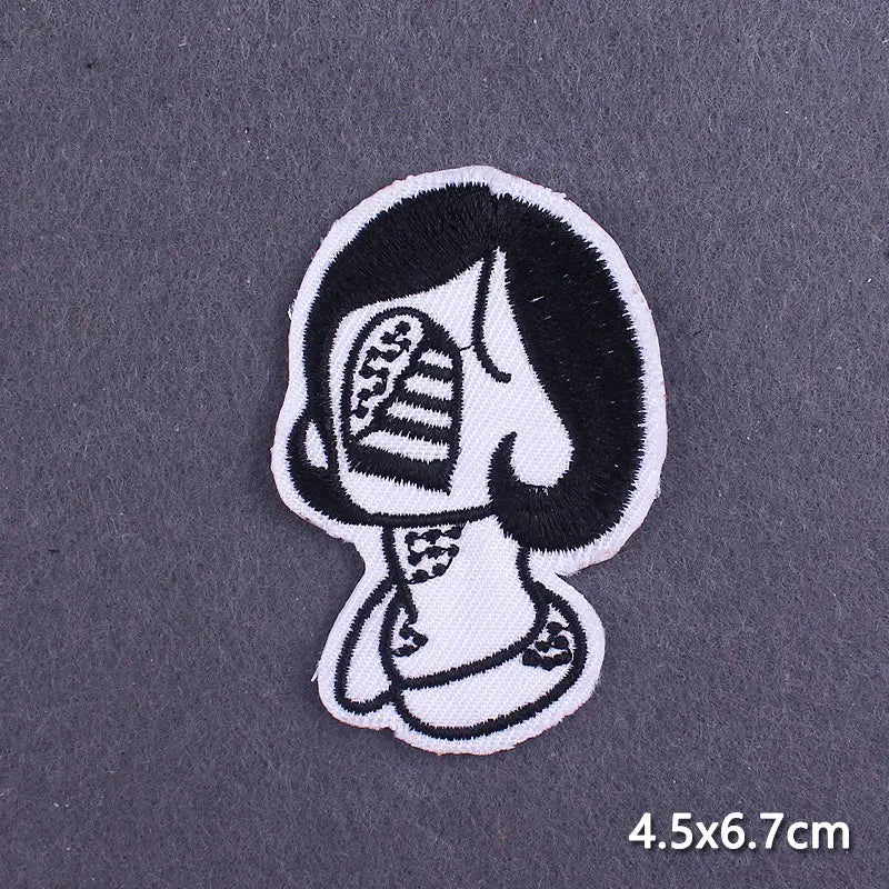 The Death Embroidery Iron On Patches For Clothing DIY Applique Patches On Clothes Skull Badges on backpack Jakcet