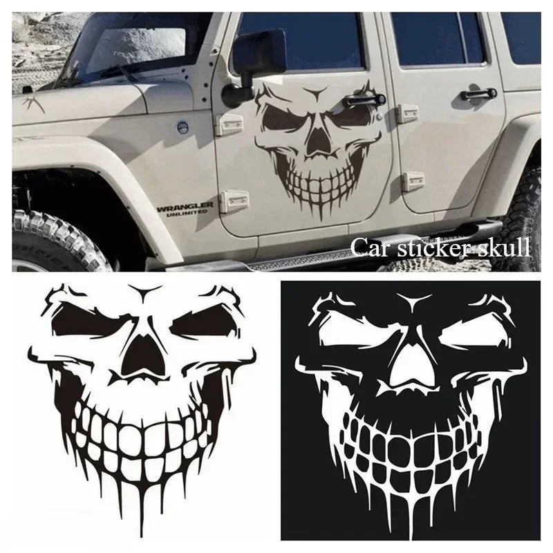 1Pcs Skull Head Car Stickers and Decals Reflective Vinyl Car Styling Auto Engine Hood Door Window Car