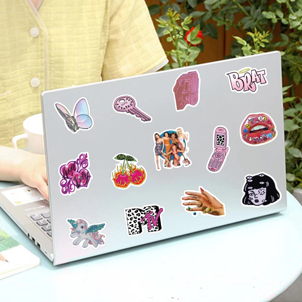 58pcs Y2K Steam Wave Sticker Fashion Funny Decal For Diary Fridge Wallet Scrapbook Guitar Backpack Decoration Sticker