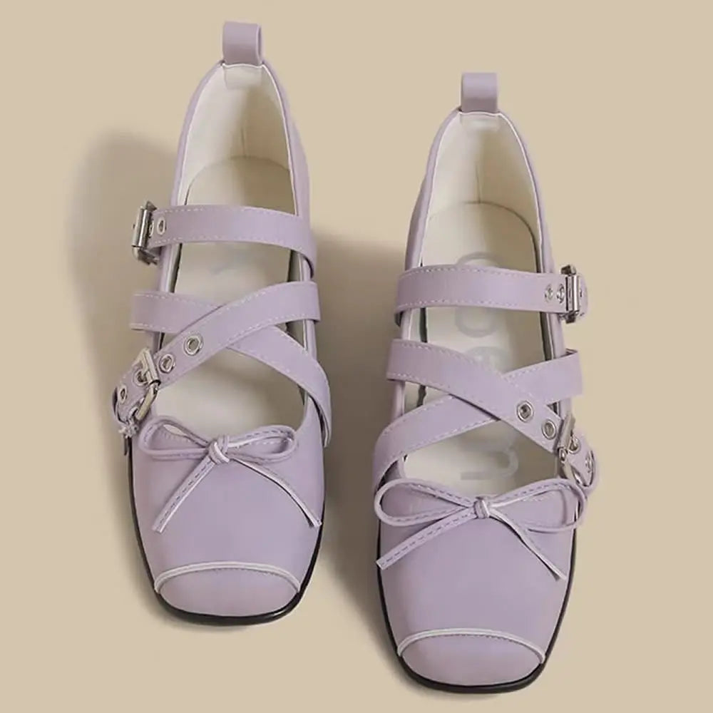 Women's Shoes New Spring Square Toe One-line Buckle Buckle Decoration Shoes Women Outdoor Daily Commute Zapatos De Mujer