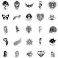 50-Piece Unique Horror Black & White Stickers - Non-Repeatable PP Waterproof Decals with Skull Butterfly RecordingYourLife Store