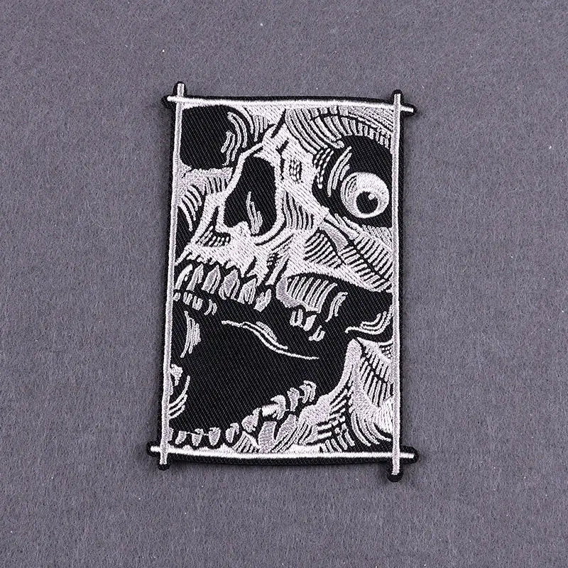 The Death Embroidery Iron On Patches For Clothing DIY Applique Patches On Clothes Skull Badges on backpack Jakcet