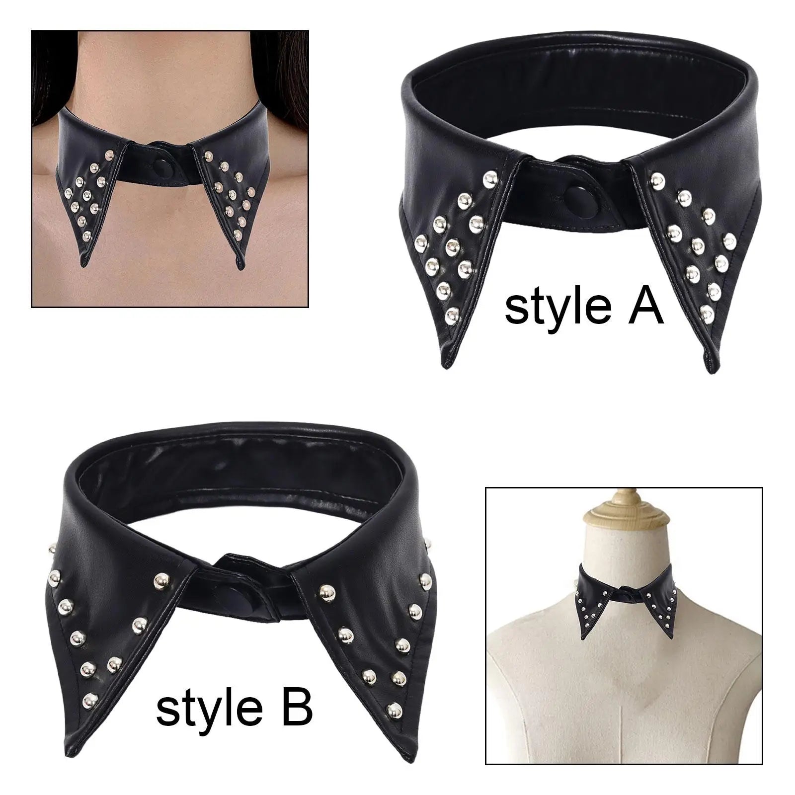 Fake Collar Elegant Fashion Decorative PU Leather Detachable Shawl Lapel Neckwear Choker for Clothing Blouse Apparel Shirt Gift