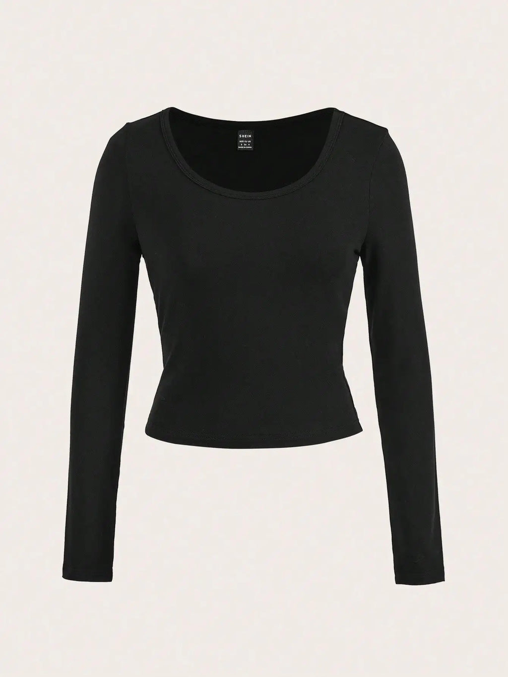 Muchica Women's Simple Round Neck Black Tight Basic Long Sleeve T-Shirt For Summer Suitable For Going Out