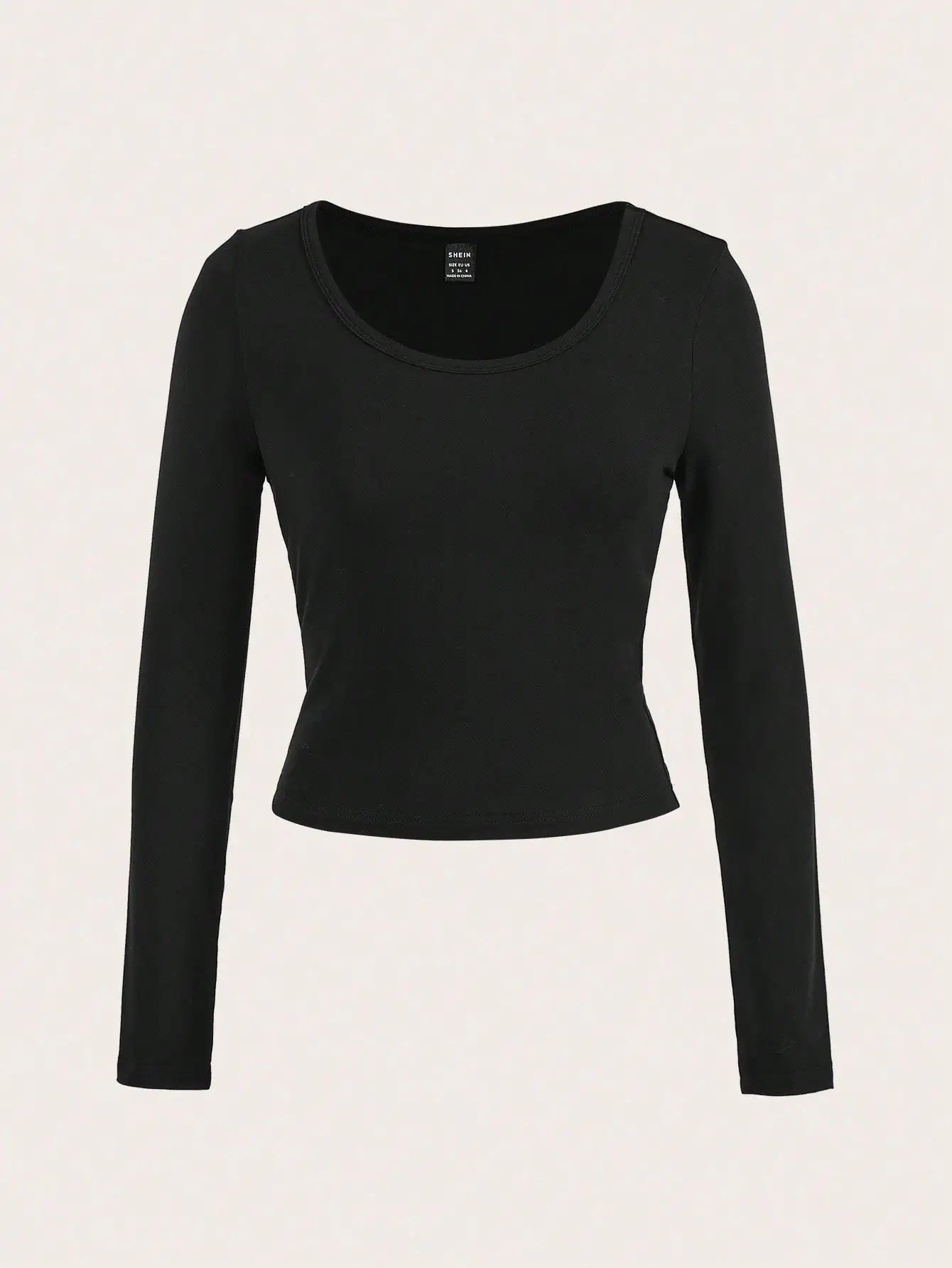 Muchica Women's Simple Round Neck Black Tight Basic Long Sleeve T-Shirt For Summer Suitable For Going Out
