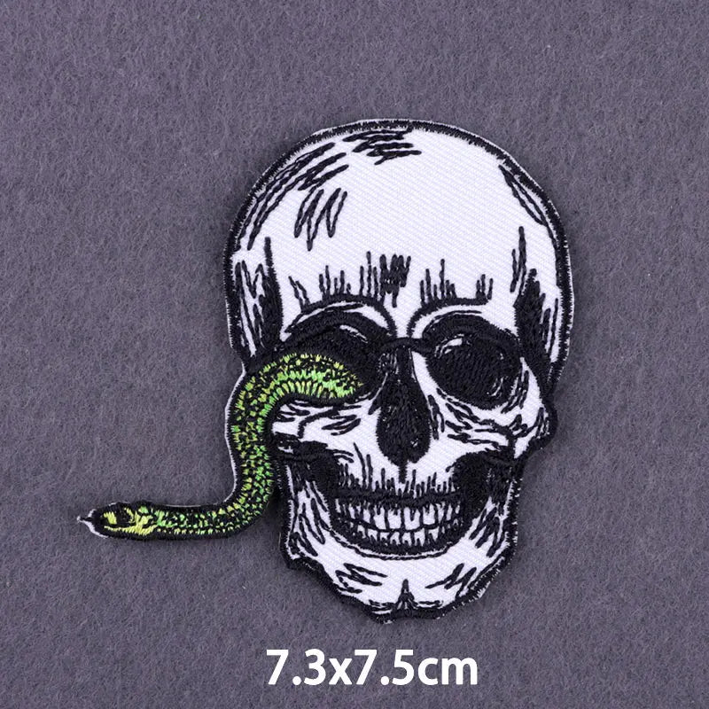 The Death Embroidery Iron On Patches For Clothing DIY Applique Patches On Clothes Skull Badges on backpack Jakcet