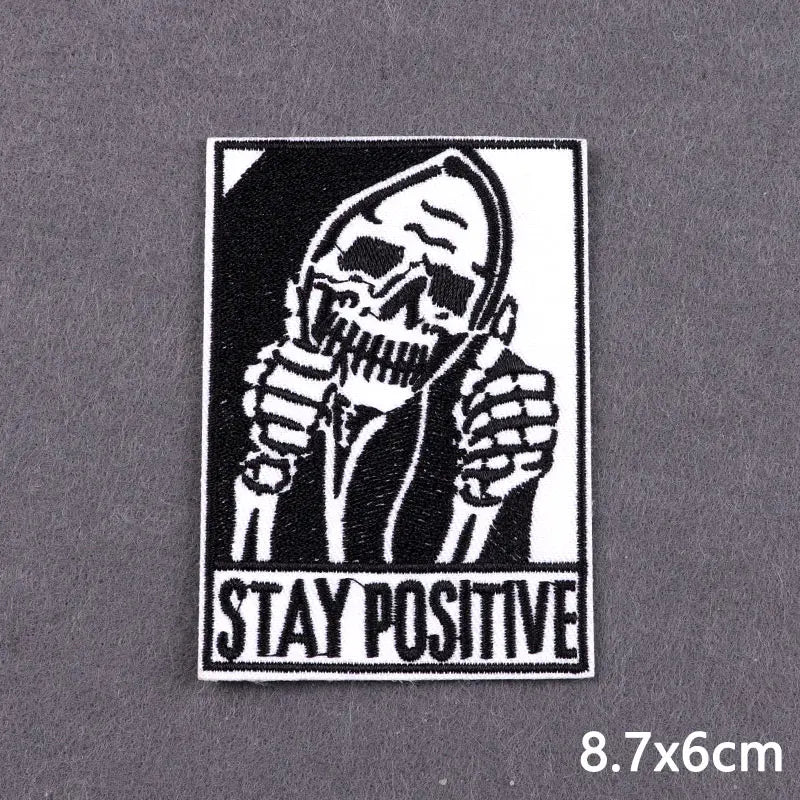 The Death Embroidery Iron On Patches For Clothing DIY Applique Patches On Clothes Skull Badges on backpack Jakcet