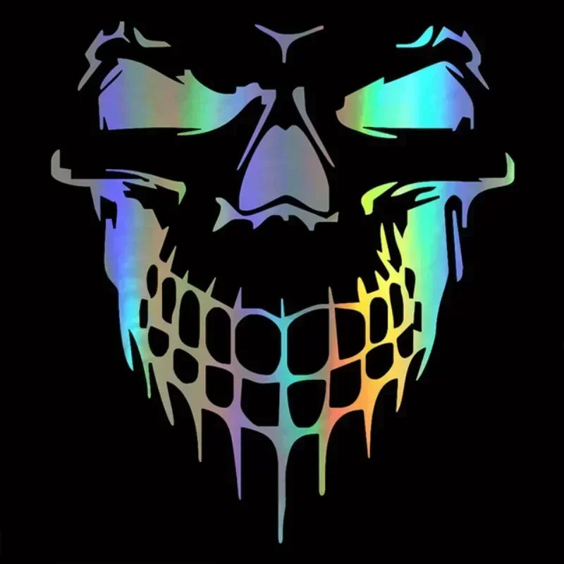 1Pcs Skull Head Car Stickers and Decals Reflective Vinyl Car Styling Auto Engine Hood Door Window Car