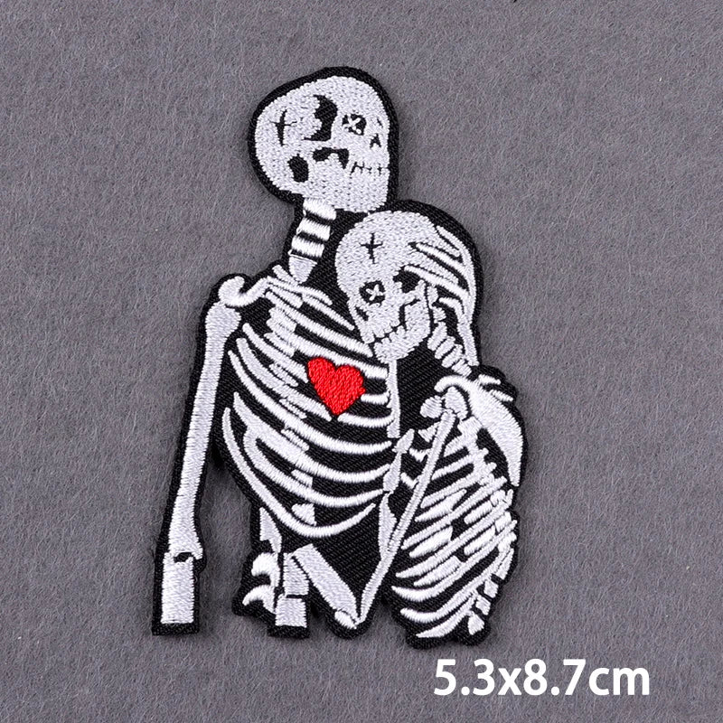 The Death Embroidery Iron On Patches For Clothing DIY Applique Patches On Clothes Skull Badges on backpack Jakcet