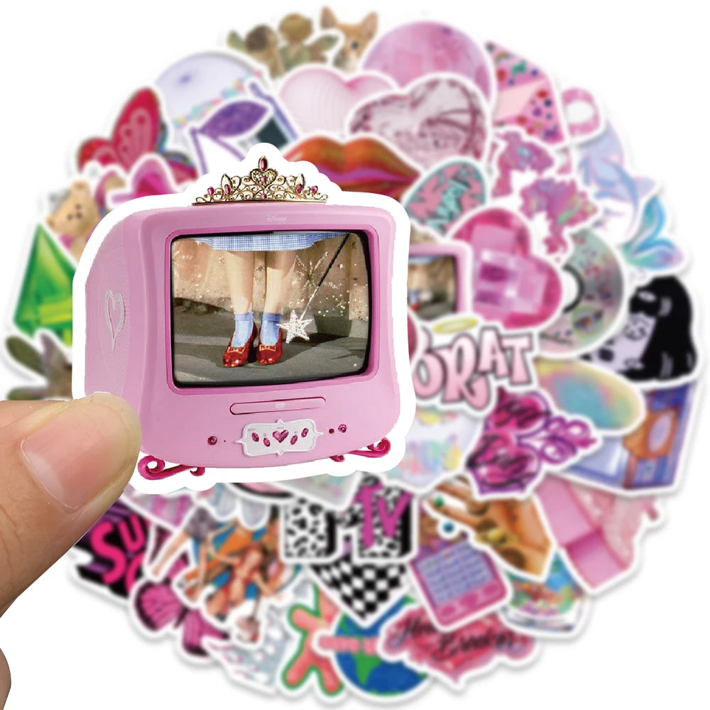 58pcs Y2K Steam Wave Sticker Fashion Funny Decal For Diary Fridge Wallet Scrapbook Guitar Backpack Decoration Sticker