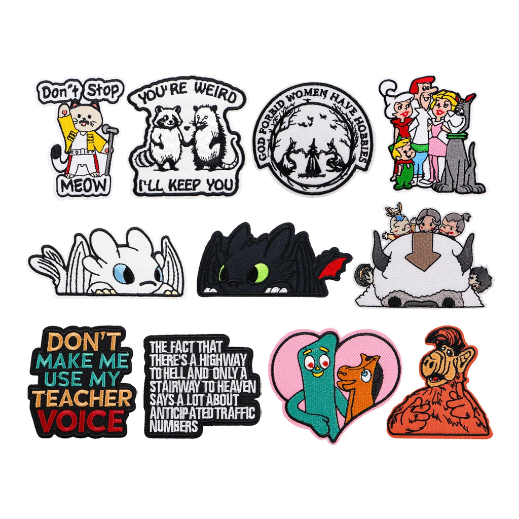 Funny Quotes Cartoon Dragon Embroidered Patch for Clothing Jackets Anime Patch DIY Iron on Patches Applique Accessories Stickers