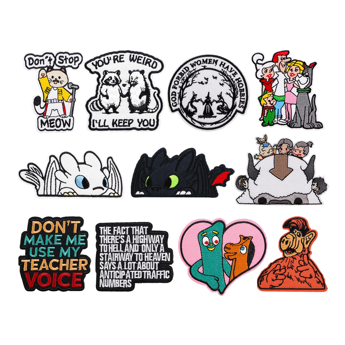 Funny Quotes Cartoon Dragon Embroidered Patch for Clothing Jackets Anime Patch DIY Iron on Patches Applique Accessories Stickers