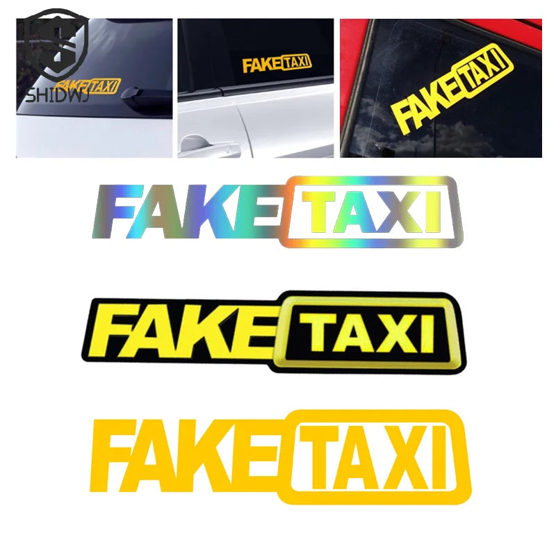 Universal FAKE TAXI Car Sticker Decal Emblem Self Adhesive Vinyl Car Decal Funny Auto Stickers Car Interior Accessories
