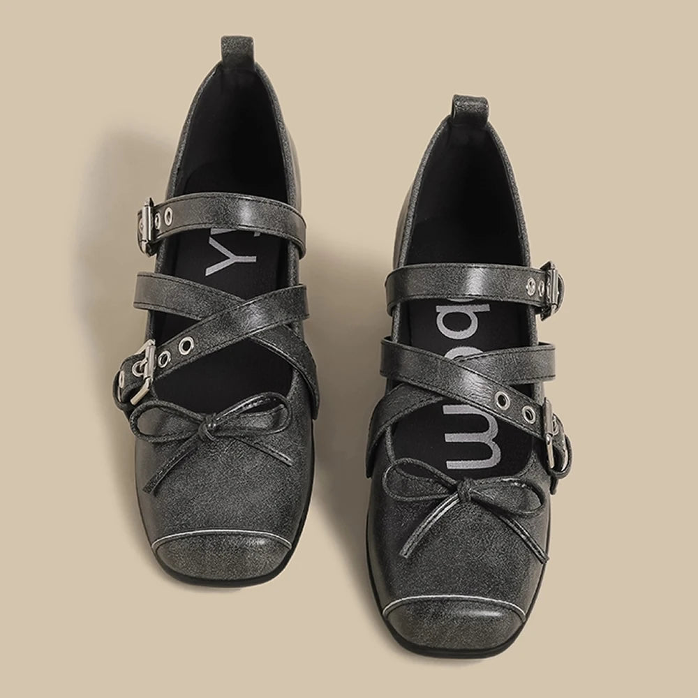 Women's Shoes New Spring Square Toe One-line Buckle Buckle Decoration Shoes Women Outdoor Daily Commute Zapatos De Mujer