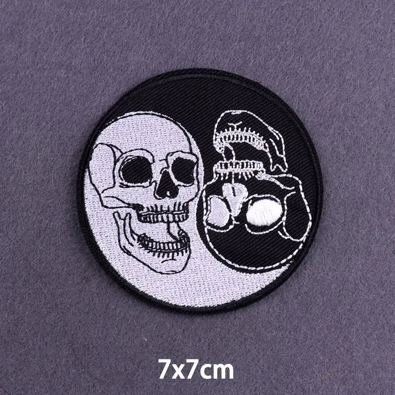 The Death Embroidery Iron On Patches For Clothing DIY Applique Patches On Clothes Skull Badges on backpack Jakcet