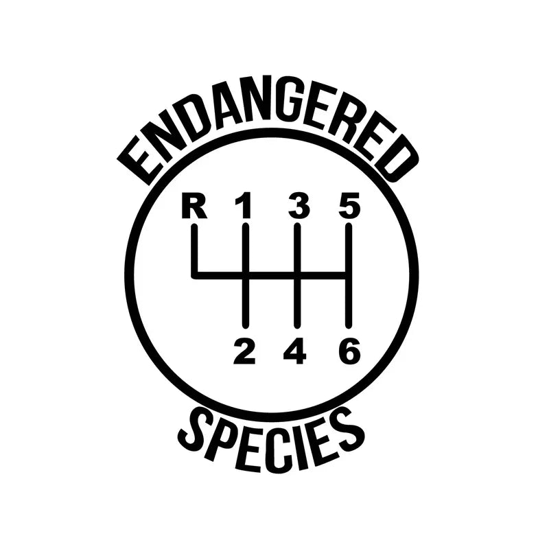 Funny 6 Speed Gear Endangered Species Car Sticker Decor Stick Shift Pattern Mural Art Vinyl Decals for Toyota Honda Vw