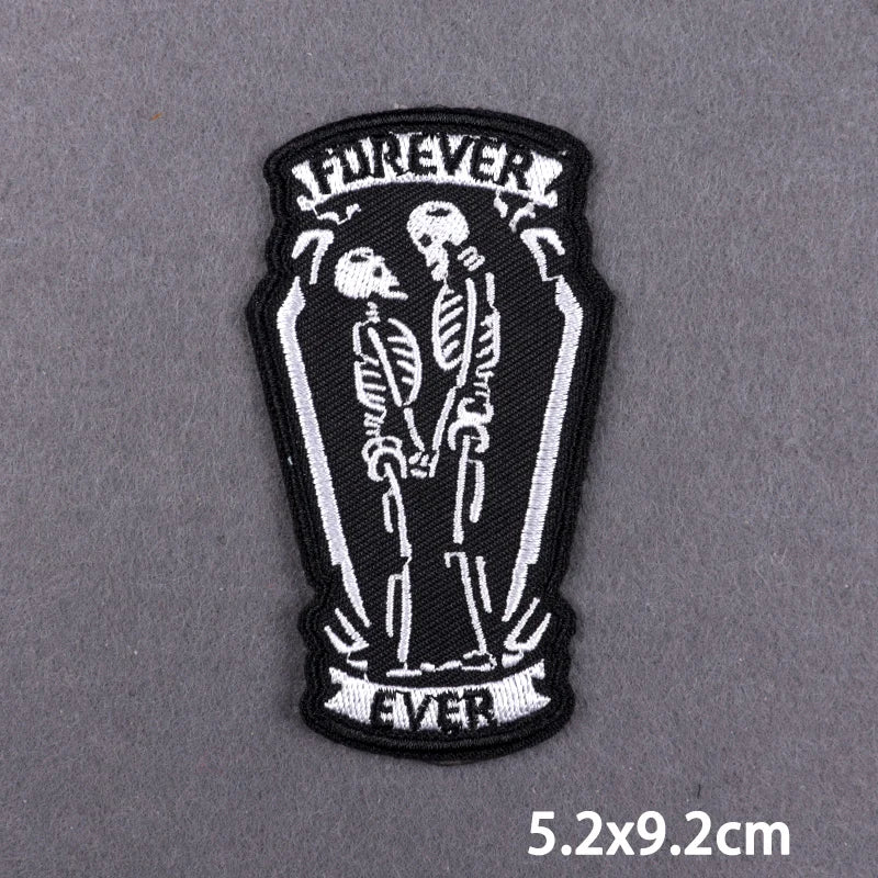 The Death Embroidery Iron On Patches For Clothing DIY Applique Patches On Clothes Skull Badges on backpack Jakcet