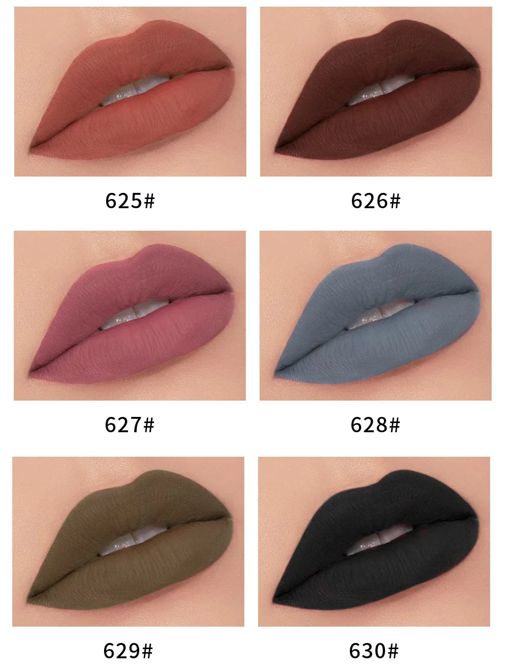 Matte Liquid Lipstick Waterproof Long Lasting Sexy Velvet Lip Gloss Nude Pigment Red Black Women Beauty Makeup Cosmetics