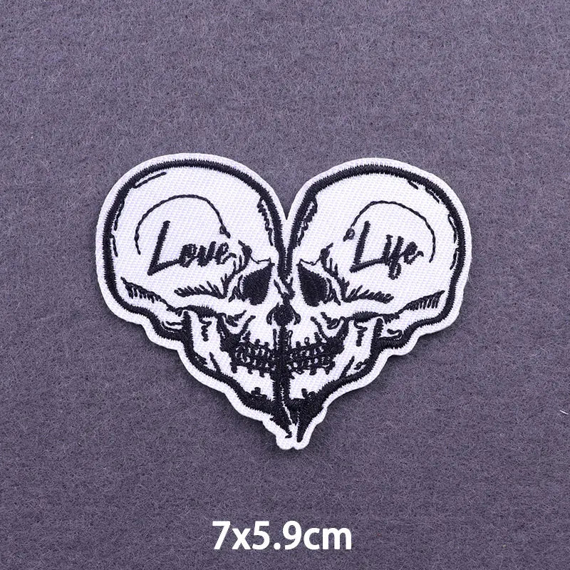 The Death Embroidery Iron On Patches For Clothing DIY Applique Patches On Clothes Skull Badges on backpack Jakcet