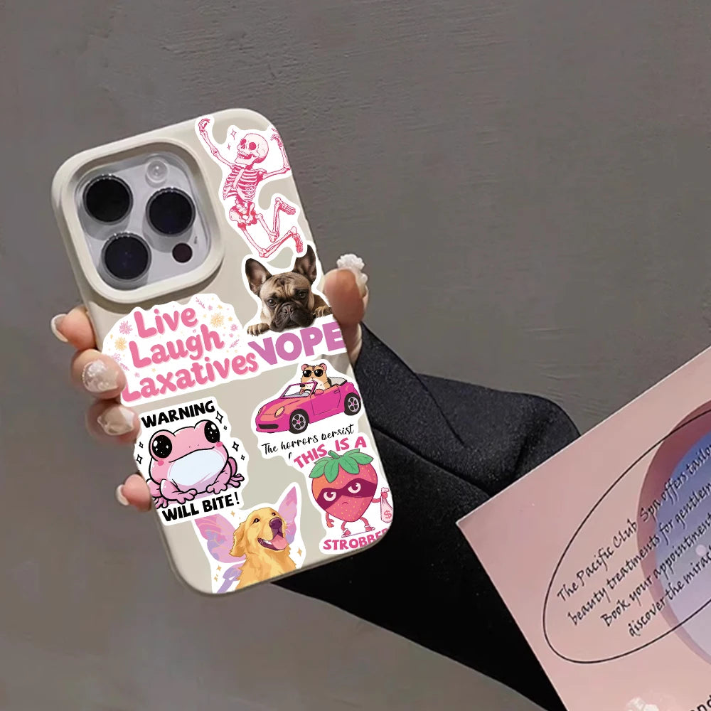 50pcs Pink Funny Sticker Cartoon Cute Decal For Phone Scrapbook Guitar Skateboard Bicycle Helmet Decoration Sticker Holiday Gift