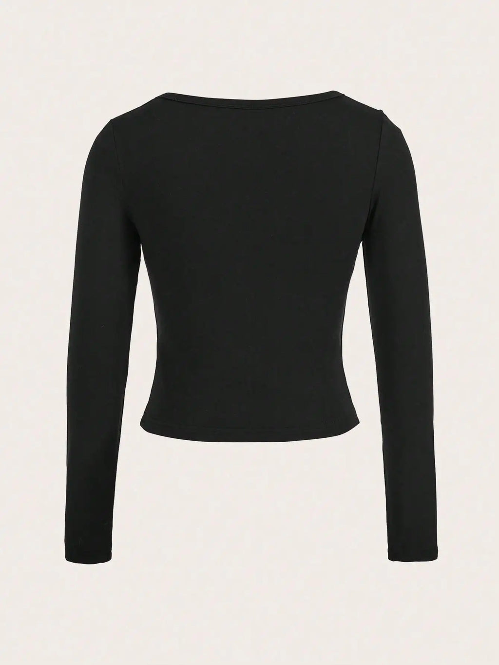 Muchica Women's Simple Round Neck Black Tight Basic Long Sleeve T-Shirt For Summer Suitable For Going Out