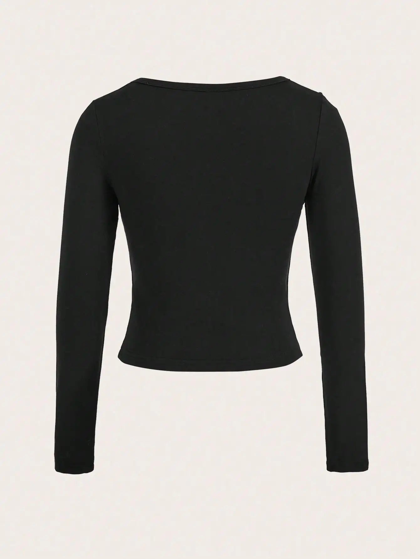 Muchica Women's Simple Round Neck Black Tight Basic Long Sleeve T-Shirt For Summer Suitable For Going Out