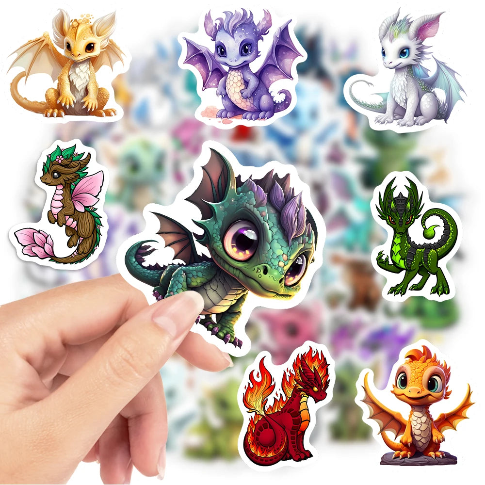Cartoon Dragon Stickers Cute Western Funny Kids Anime Pet Dinosaur DIY Sketch Gift Phone Laptop Scrapbooking Waterproof Sticker