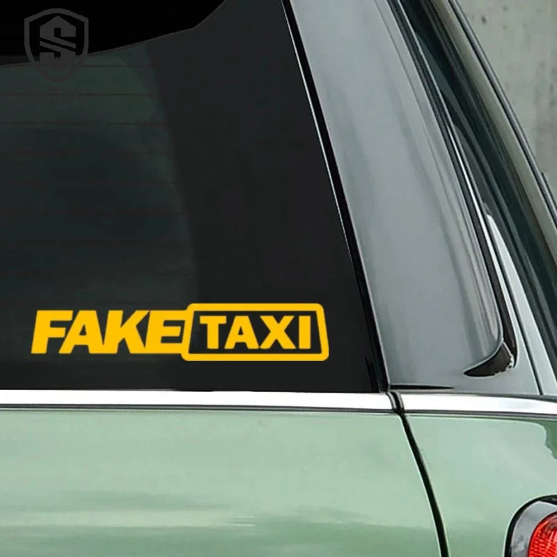 Universal FAKE TAXI Car Sticker Decal Emblem Self Adhesive Vinyl Car Decal Funny Auto Stickers Car Interior Accessories