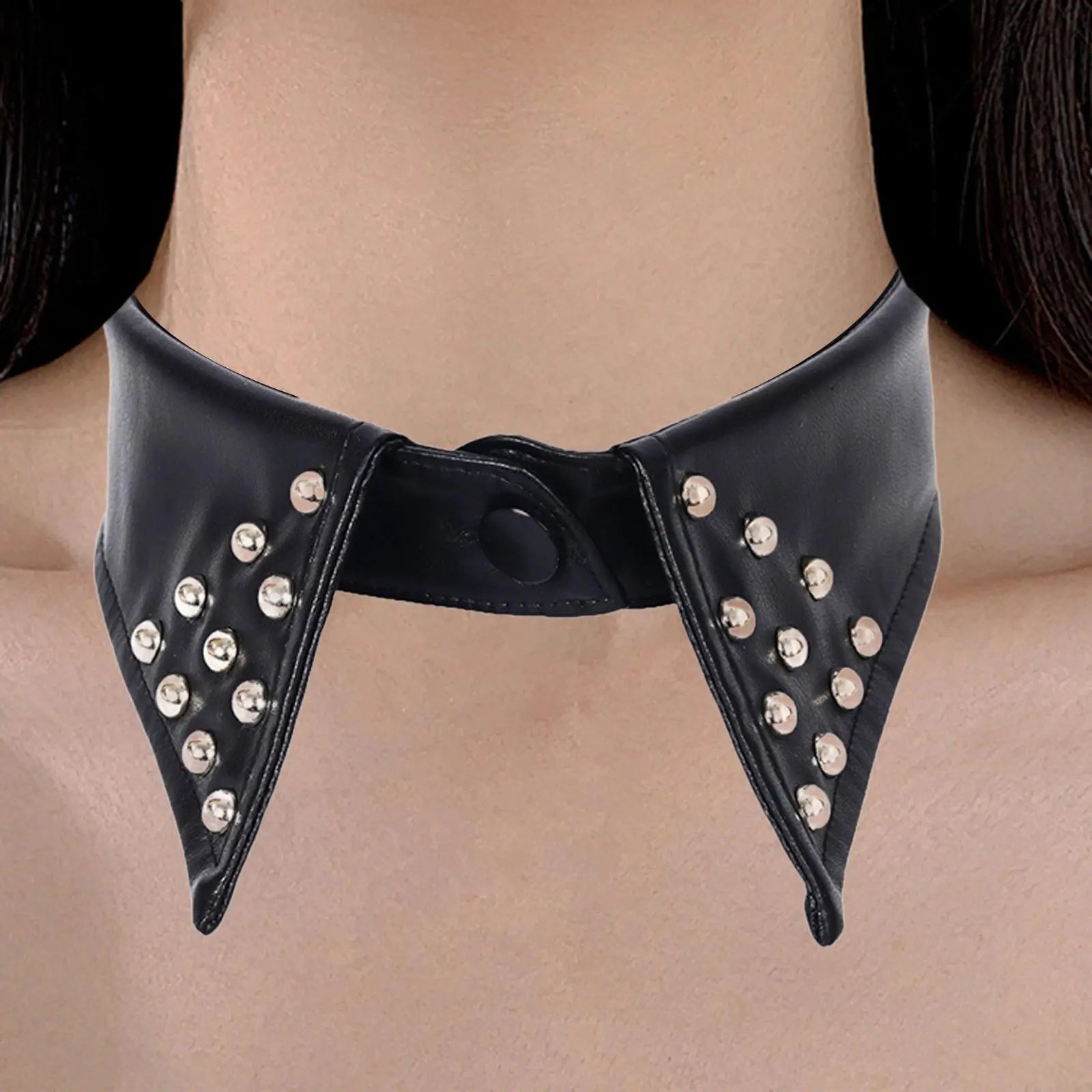 Fake Collar Elegant Fashion Decorative PU Leather Detachable Shawl Lapel Neckwear Choker for Clothing Blouse Apparel Shirt Gift