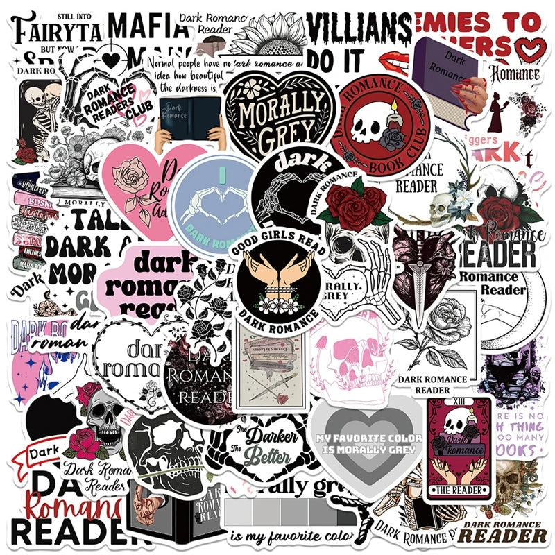 50PCS Cartoon Skull Home Decorative Graffiti Stickers Dark Romance Laptop Guitar Suitcase Mobile Phone Sticker Pack Kidss