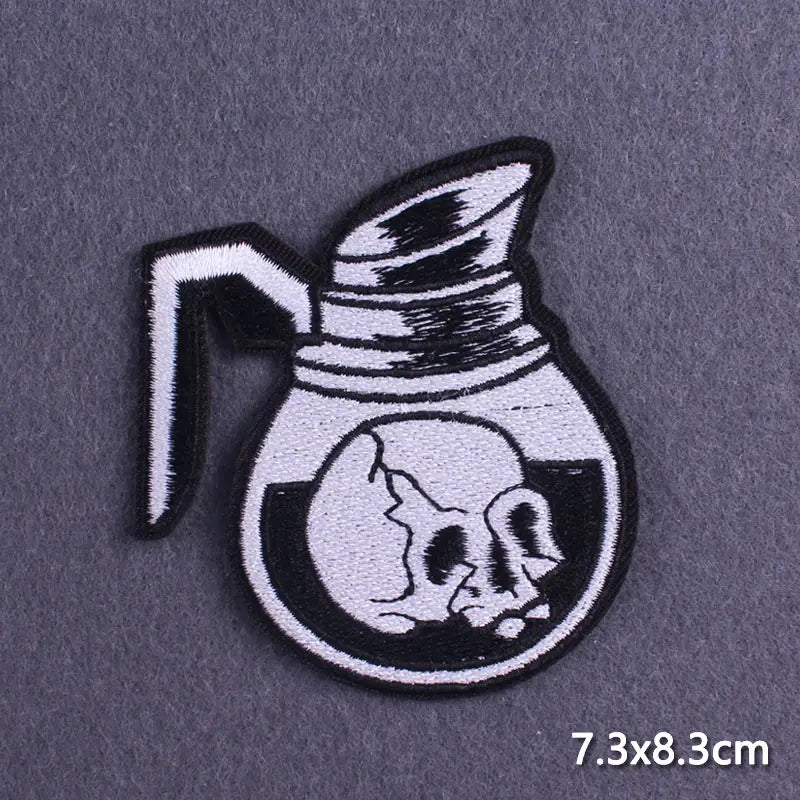 The Death Embroidery Iron On Patches For Clothing DIY Applique Patches On Clothes Skull Badges on backpack Jakcet