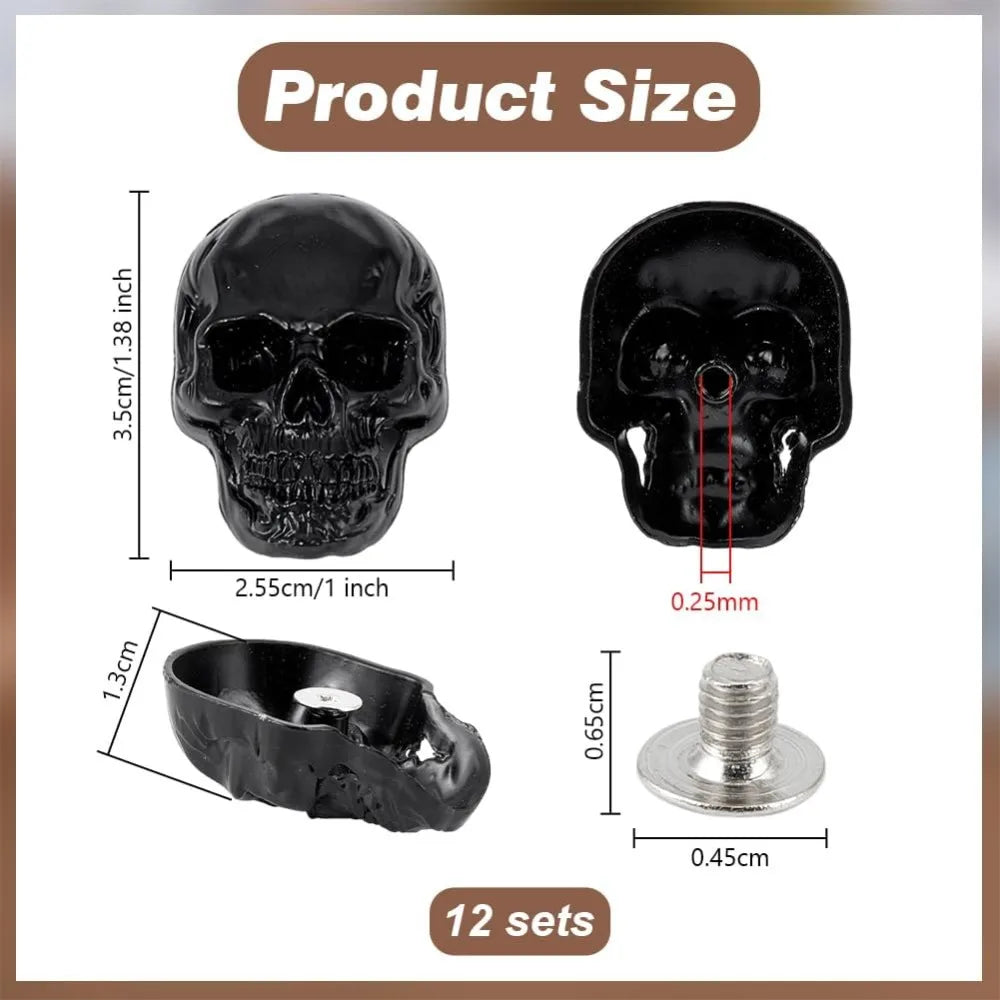 12Pcs Skull Stud DIY Rivet Conchos Leather Decorative Buckle Screw Back Buckle DIY Rivet Conchos for DIY Craft