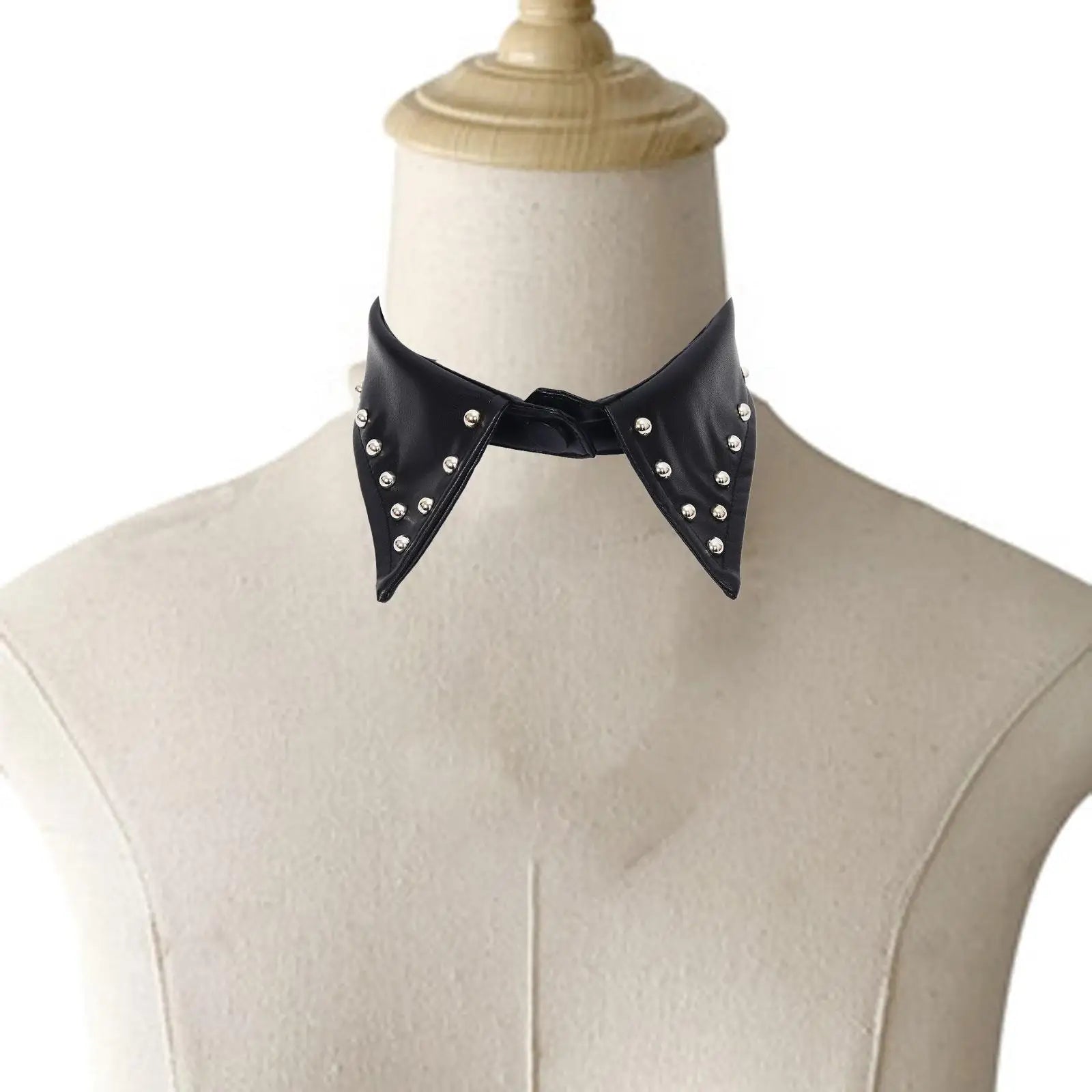 Fake Collar Elegant Fashion Decorative PU Leather Detachable Shawl Lapel Neckwear Choker for Clothing Blouse Apparel Shirt Gift