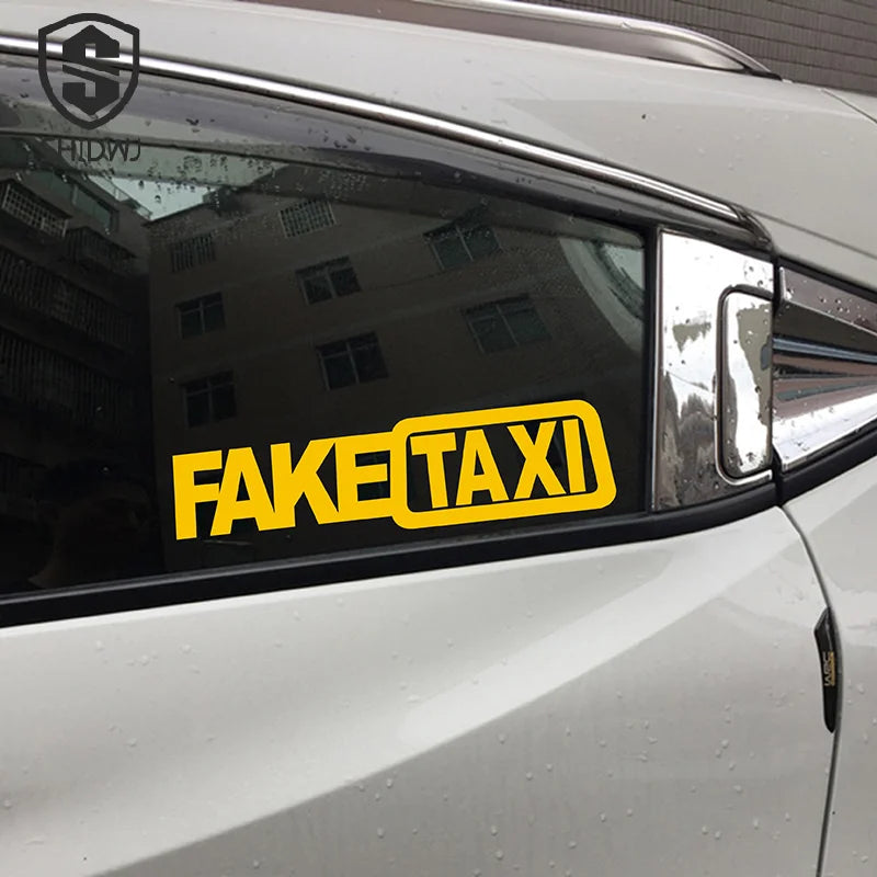 Universal FAKE TAXI Car Sticker Decal Emblem Self Adhesive Vinyl Car Decal Funny Auto Stickers Car Interior Accessories