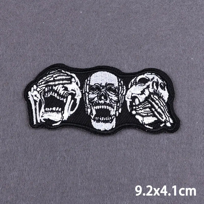 The Death Embroidery Iron On Patches For Clothing DIY Applique Patches On Clothes Skull Badges on backpack Jakcet