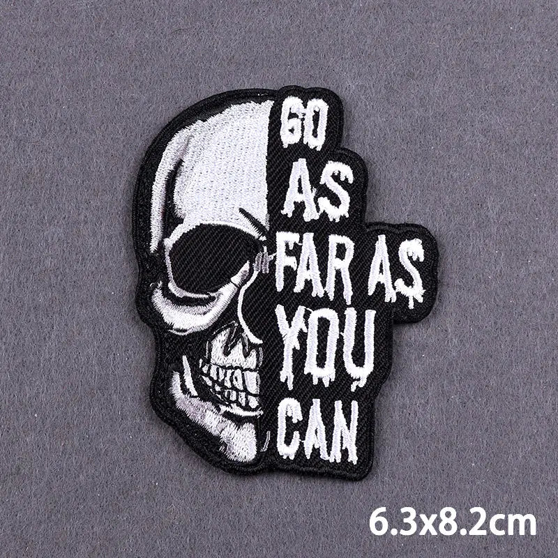 The Death Embroidery Iron On Patches For Clothing DIY Applique Patches On Clothes Skull Badges on backpack Jakcet