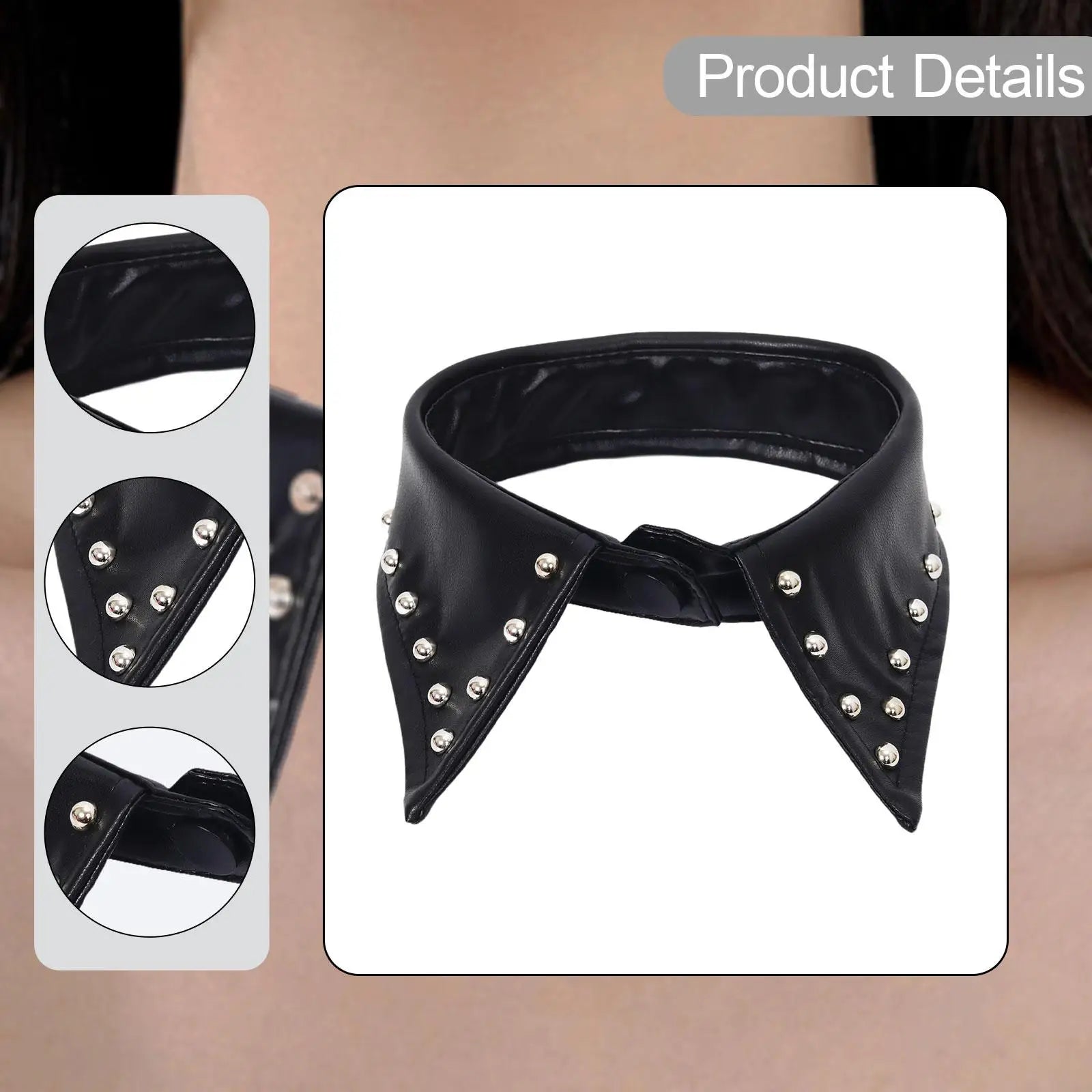Fake Collar Elegant Fashion Decorative PU Leather Detachable Shawl Lapel Neckwear Choker for Clothing Blouse Apparel Shirt Gift