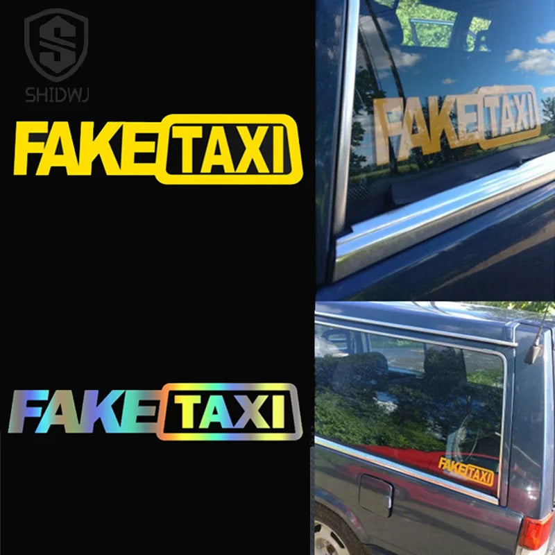 Universal FAKE TAXI Car Sticker Decal Emblem Self Adhesive Vinyl Car Decal Funny Auto Stickers Car Interior Accessories