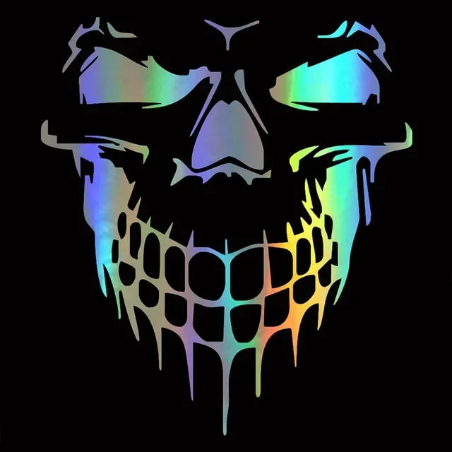 1Pcs Skull Head Car Stickers and Decals Reflective Vinyl Car Styling Auto Engine Hood Door Window Car