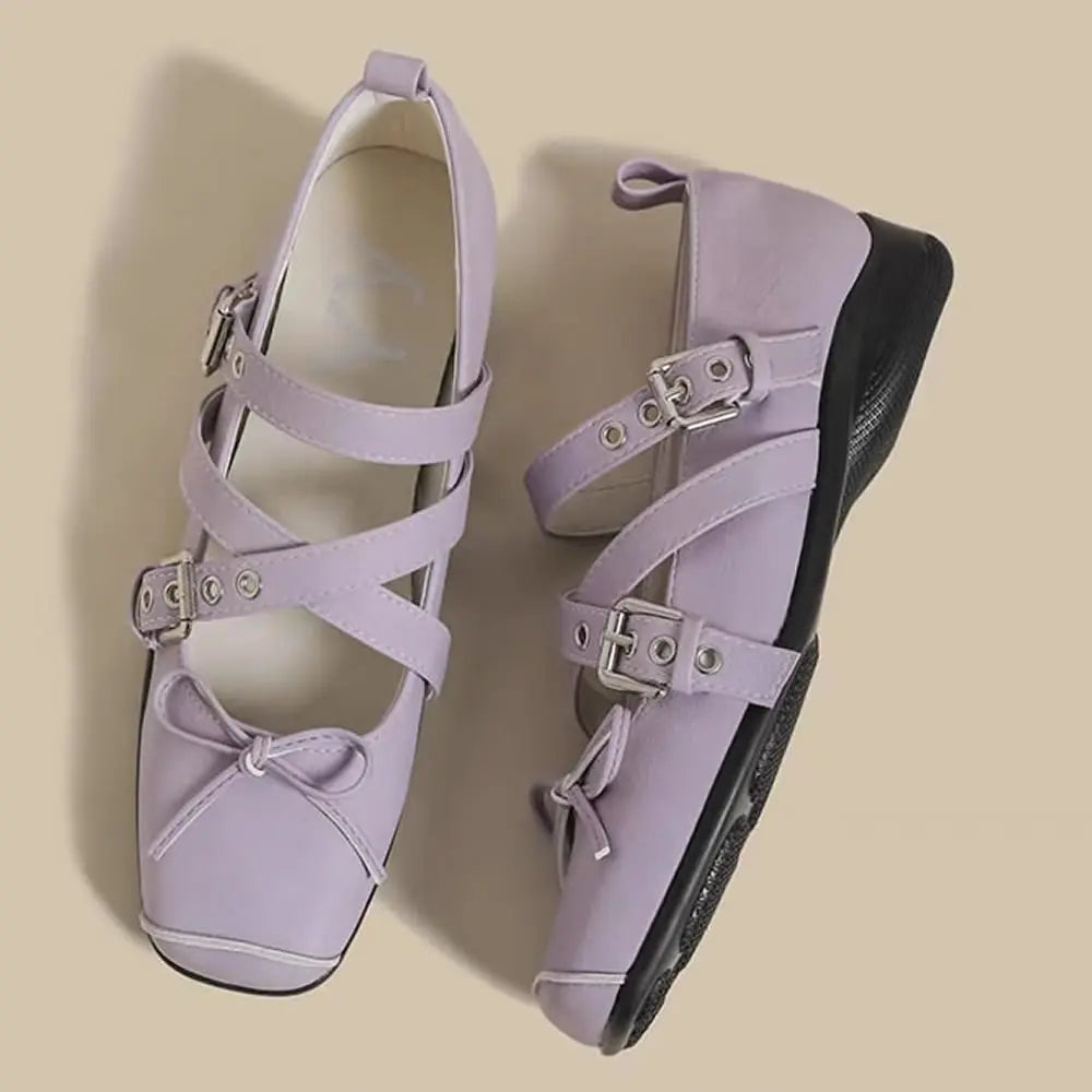 Women's Shoes New Spring Square Toe One-line Buckle Buckle Decoration Shoes Women Outdoor Daily Commute Zapatos De Mujer