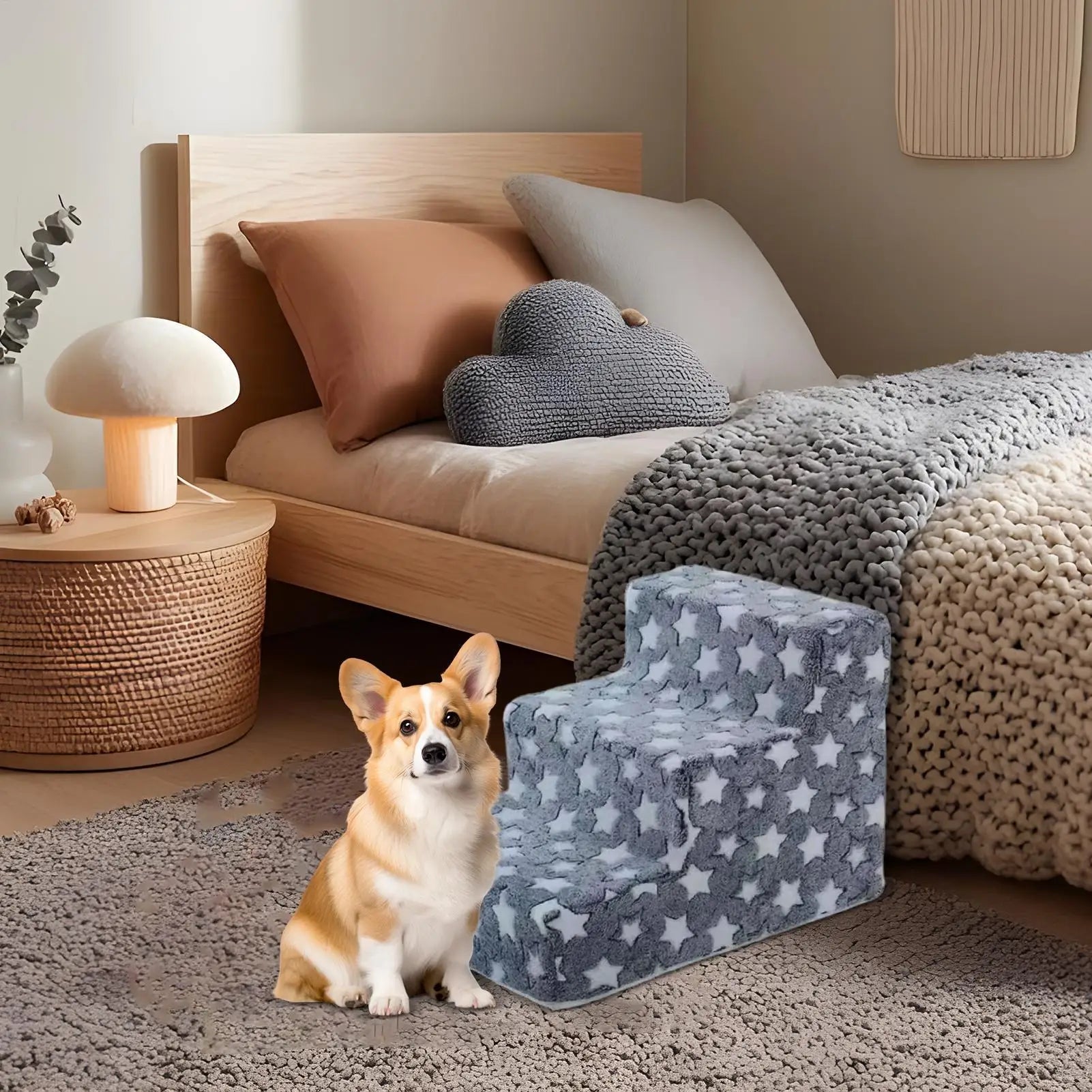 Dog Steps for Bed 3 Steps Non-Slip Cat Stairs Ramp for Couch Non-Slip Removable Cat Ladder Balanced Climbing Pet Ramp for Sofa