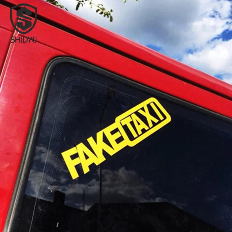 Universal FAKE TAXI Car Sticker Decal Emblem Self Adhesive Vinyl Car Decal Funny Auto Stickers Car Interior Accessories